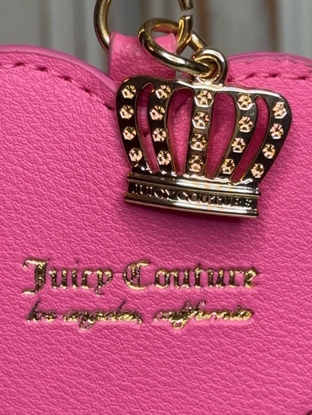 Juicy Couture Pink Heart Keychain Bag Charm Crown Charm Gold Tone - Picture 3 of 5